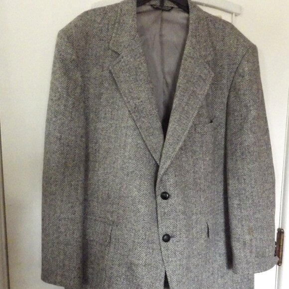 Gray Harris Tweed Sportscoat/ Pure Scottish Wool/ Size 46 Chest - Picture 1 of 7